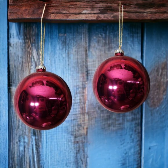 Set of 2 Sullivans 3" Shiny Wine Hand Blown Glass Ornament - Picture 1 of 6